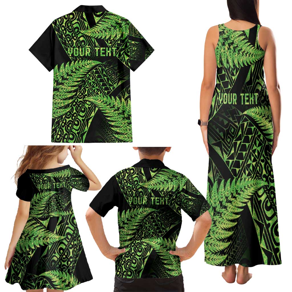New Zealand Rugby Pacific Personalised Family Matching Tank Maxi Dress and Hawaiian Shirt All Lime Maori Pasifika Fern Pattern LT9 - Polynesian Pride
