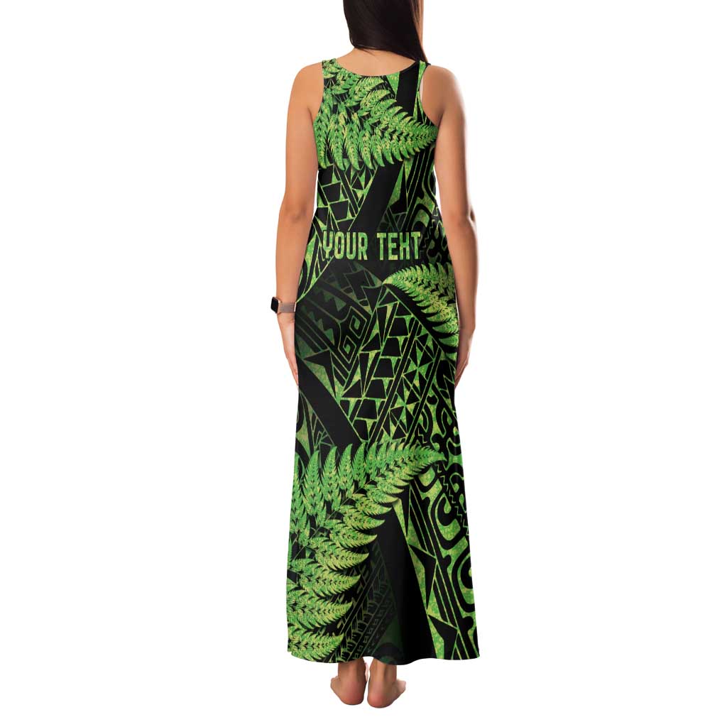 New Zealand Rugby Pacific Personalised Family Matching Tank Maxi Dress and Hawaiian Shirt All Lime Maori Pasifika Fern Pattern LT9 - Polynesian Pride