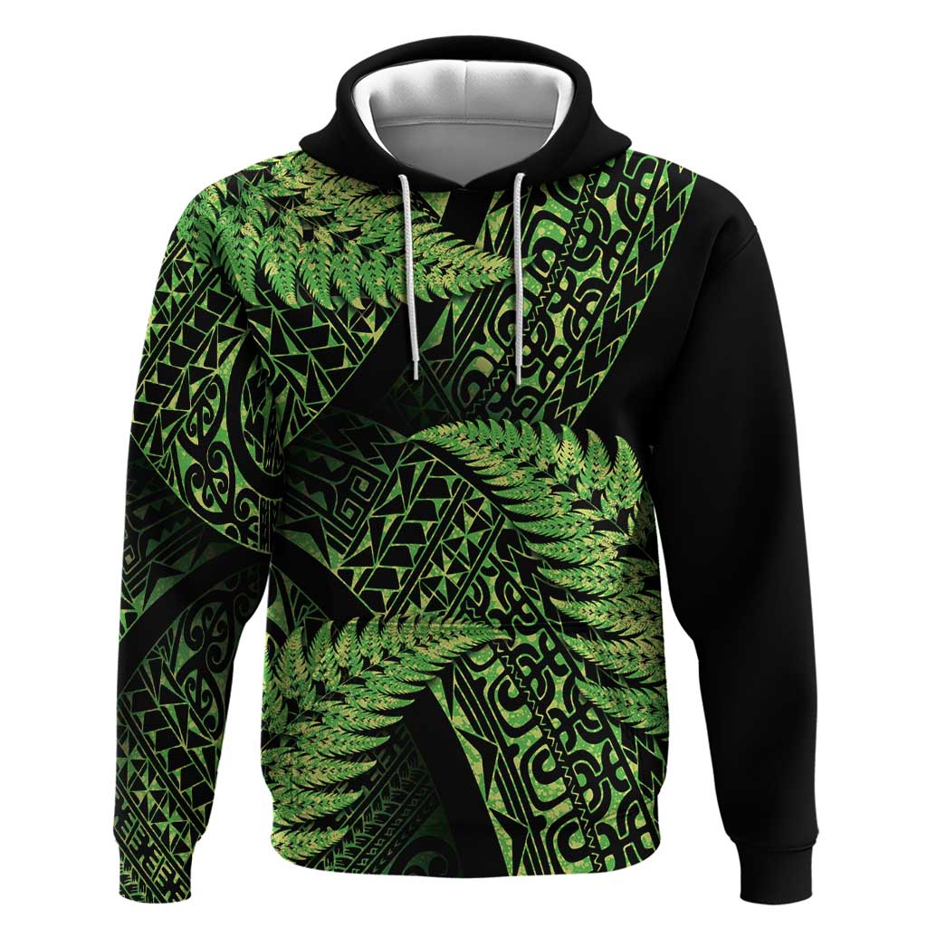 New Zealand Rugby Pacific Personalised Hoodie All Lime Maori Pasifika Fern Pattern