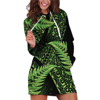 New Zealand Rugby Pacific Personalised Hoodie Dress All Lime Maori Pasifika Fern Pattern LT9 Lime - Polynesian Pride