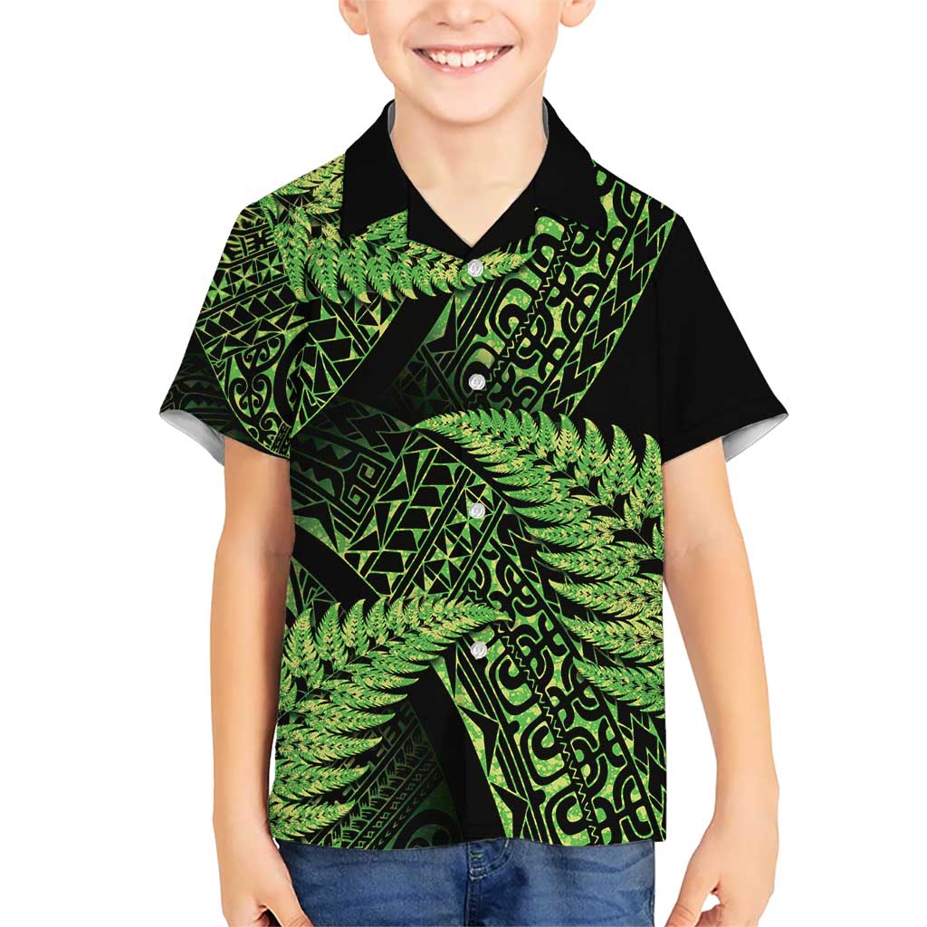 New Zealand Rugby Pacific Personalised Kid Hawaiian Shirt All Lime Maori Pasifika Fern Pattern LT9 Kid Lime - Polynesian Pride