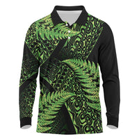 New Zealand Rugby Pacific Personalised Long Sleeve Polo Shirt All Lime Maori Pasifika Fern Pattern LT9 Lime - Polynesian Pride