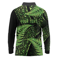 New Zealand Rugby Pacific Personalised Long Sleeve Polo Shirt All Lime Maori Pasifika Fern Pattern LT9 - Polynesian Pride