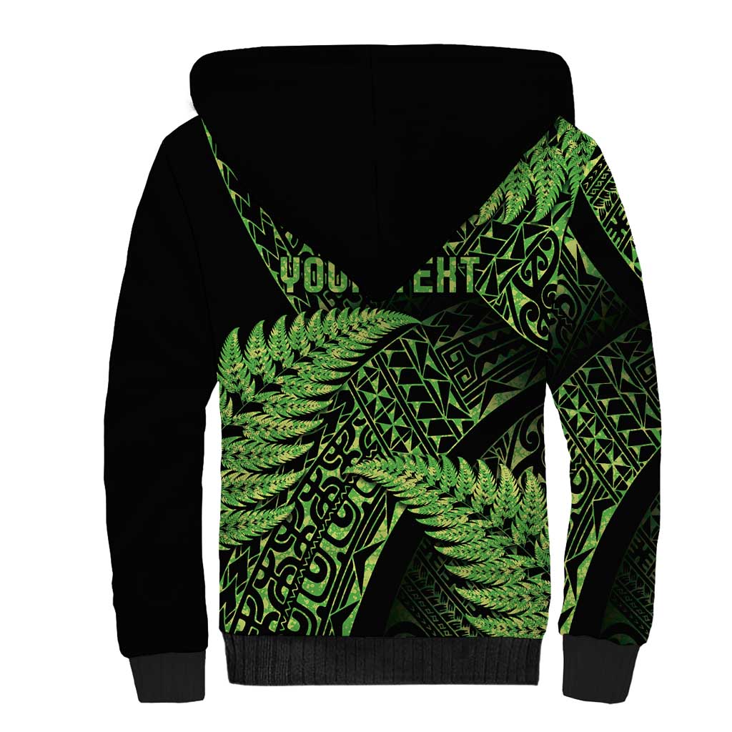 New Zealand Rugby Pacific Personalised Sherpa Hoodie All Lime Maori Pasifika Fern Pattern LT9 - Polynesian Pride
