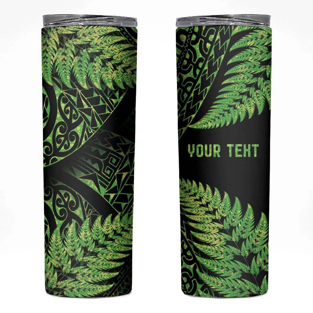 New Zealand Rugby Pacific Personalised Skinny Tumbler All Lime Maori Pasifika Fern Pattern LT9 Lime - Polynesian Pride