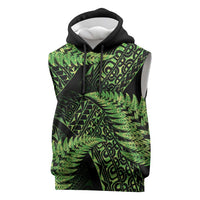 New Zealand Rugby Pacific Personalised Sleeveless Hoodie All Lime Maori Pasifika Fern Pattern LT9 Lime - Polynesian Pride