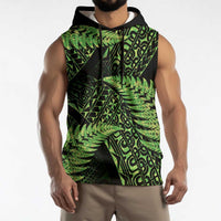 New Zealand Rugby Pacific Personalised Sleeveless Hoodie All Lime Maori Pasifika Fern Pattern LT9 - Polynesian Pride