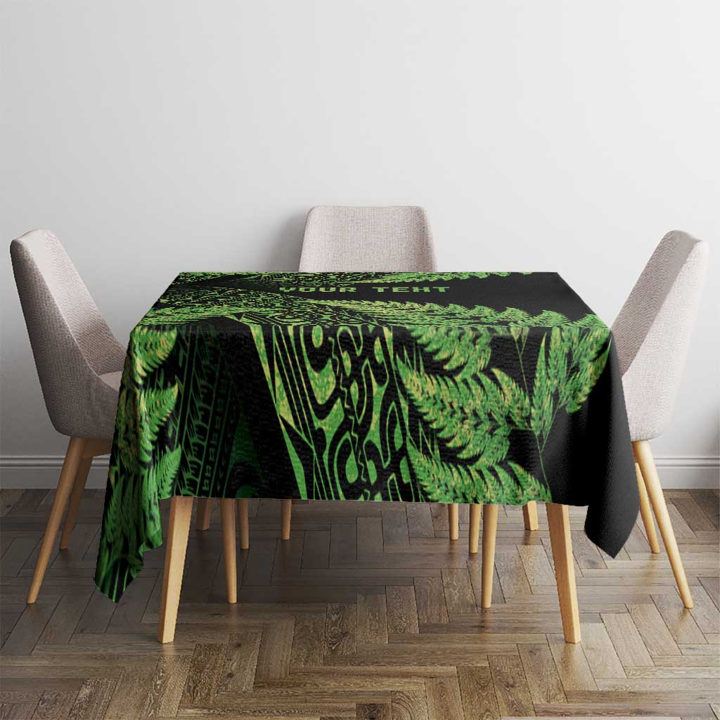 New Zealand Rugby Pacific Personalised Tablecloth All Lime Maori Pasifika Fern Pattern