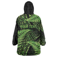 New Zealand Rugby Pacific Personalised Wearable Blanket Hoodie All Lime Maori Pasifika Fern Pattern LT9 - Polynesian Pride