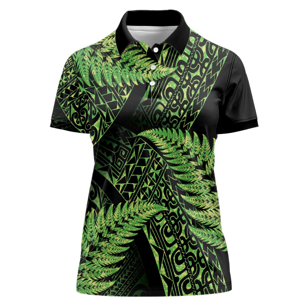 New Zealand Rugby Pacific Personalised Women Polo Shirt All Lime Maori Pasifika Fern Pattern LT9 Female Lime - Polynesian Pride