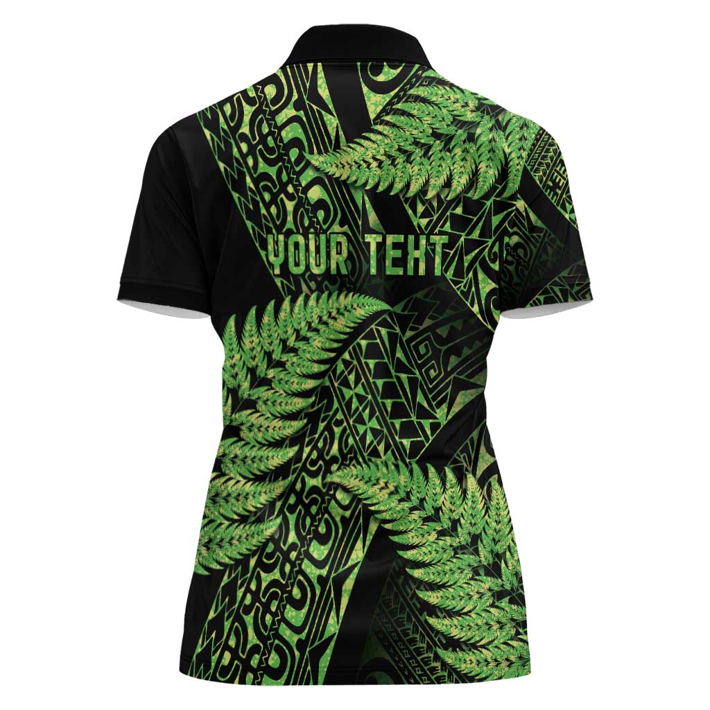 New Zealand Rugby Pacific Personalised Women Polo Shirt All Lime Maori Pasifika Fern Pattern LT9 - Polynesian Pride