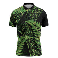 New Zealand Rugby Pacific Personalised Zipper Polo Shirt All Lime Maori Pasifika Fern Pattern LT9 Lime - Polynesian Pride