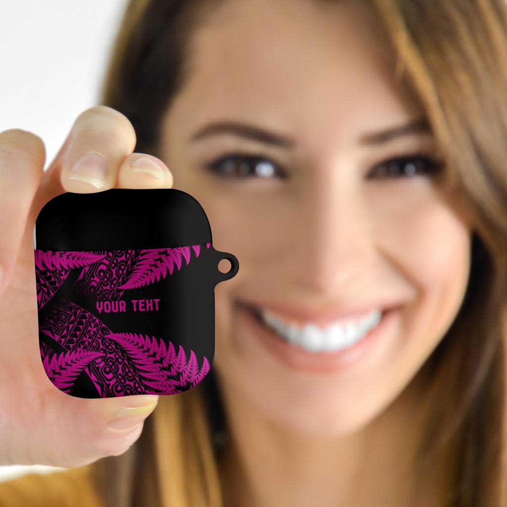 New Zealand Rugby Pacific Personalised AirPods Case All Pink Maori Pasifika Fern Pattern - Polynesian Pride