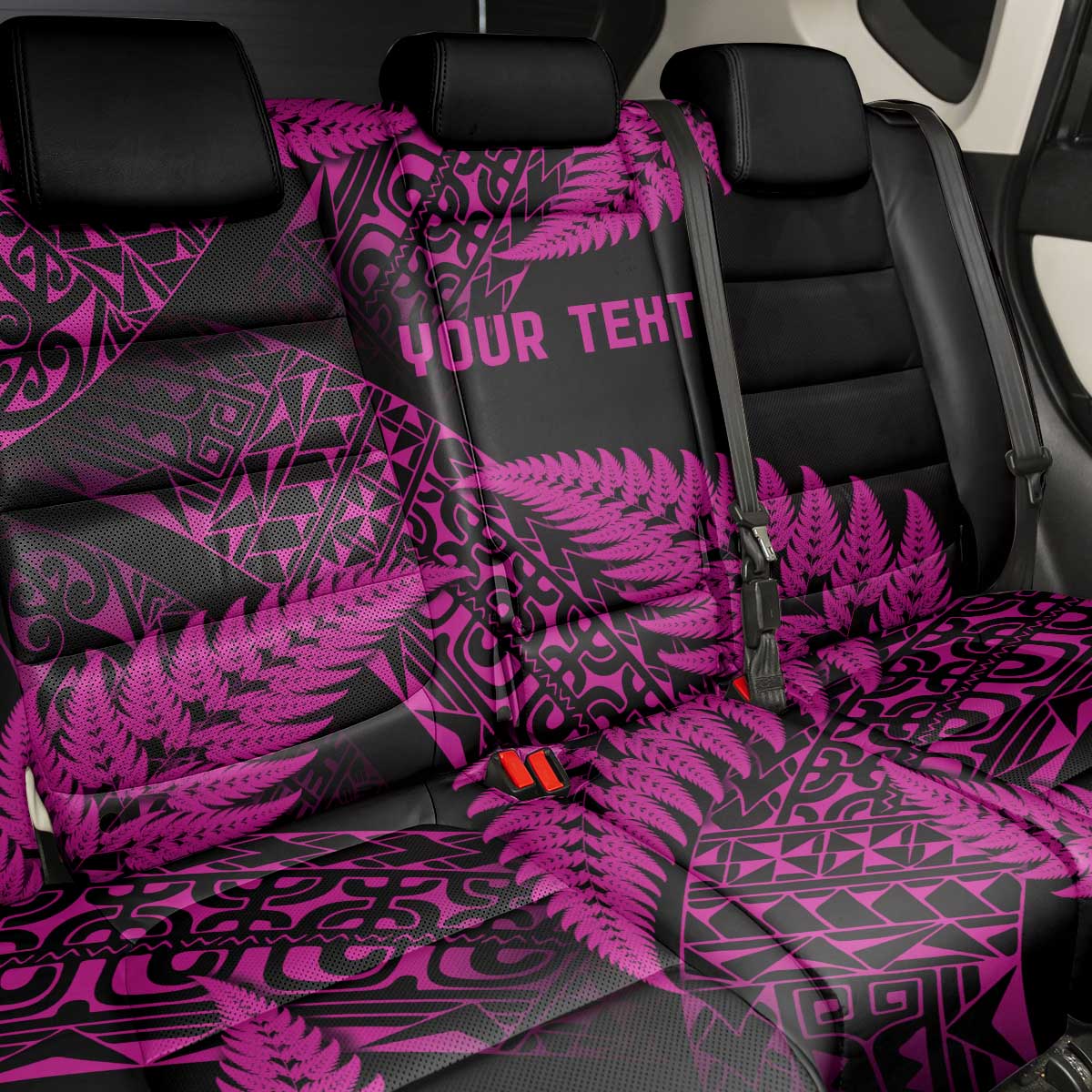 New Zealand Rugby Pacific Personalised Back Car Seat Cover All Pink Maori Pasifika Fern Pattern LT9 - Polynesian Pride