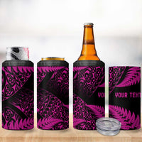 New Zealand Rugby Pacific Personalised 4 in 1 Can Cooler Tumbler All Pink Maori Pasifika Fern Pattern LT9 - Polynesian Pride