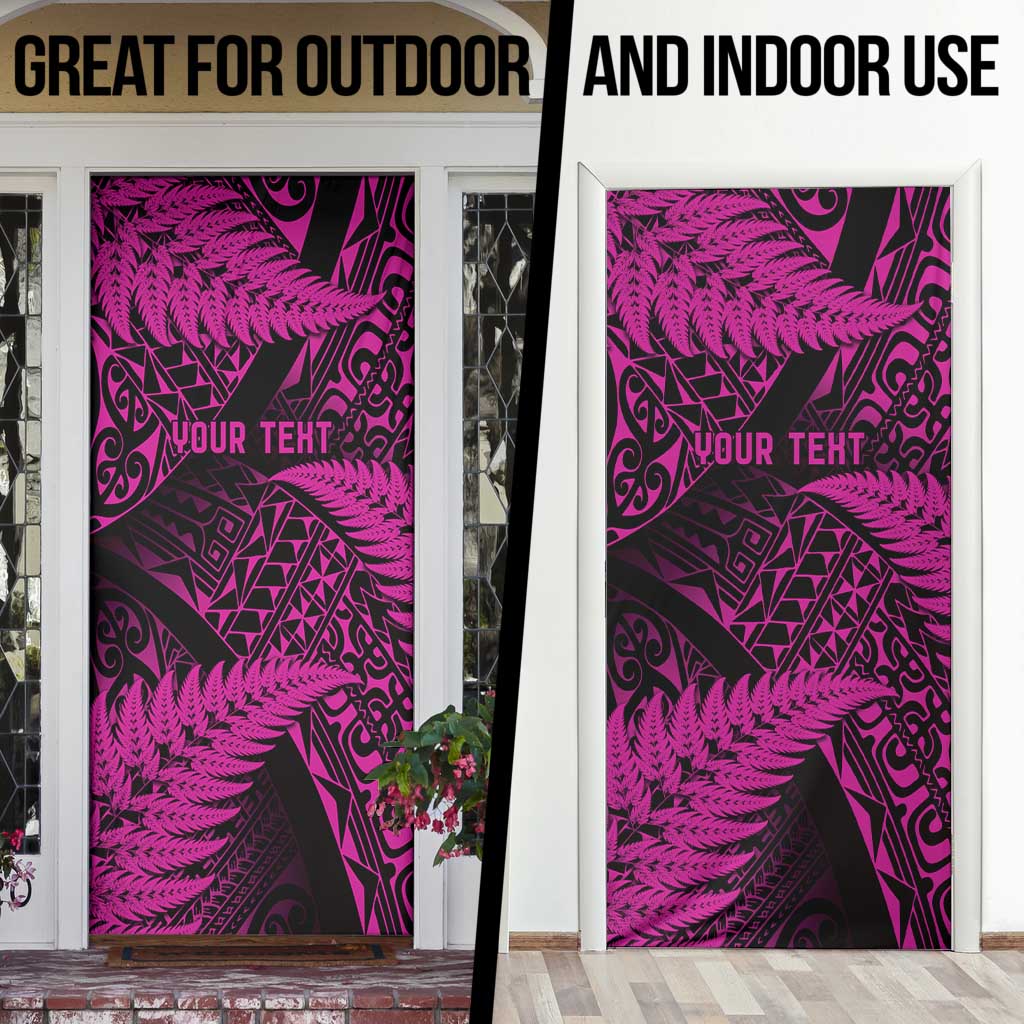 New Zealand Rugby Pacific Personalised Door Cover All Pink Maori Pasifika Fern Pattern LT9 - Polynesian Pride