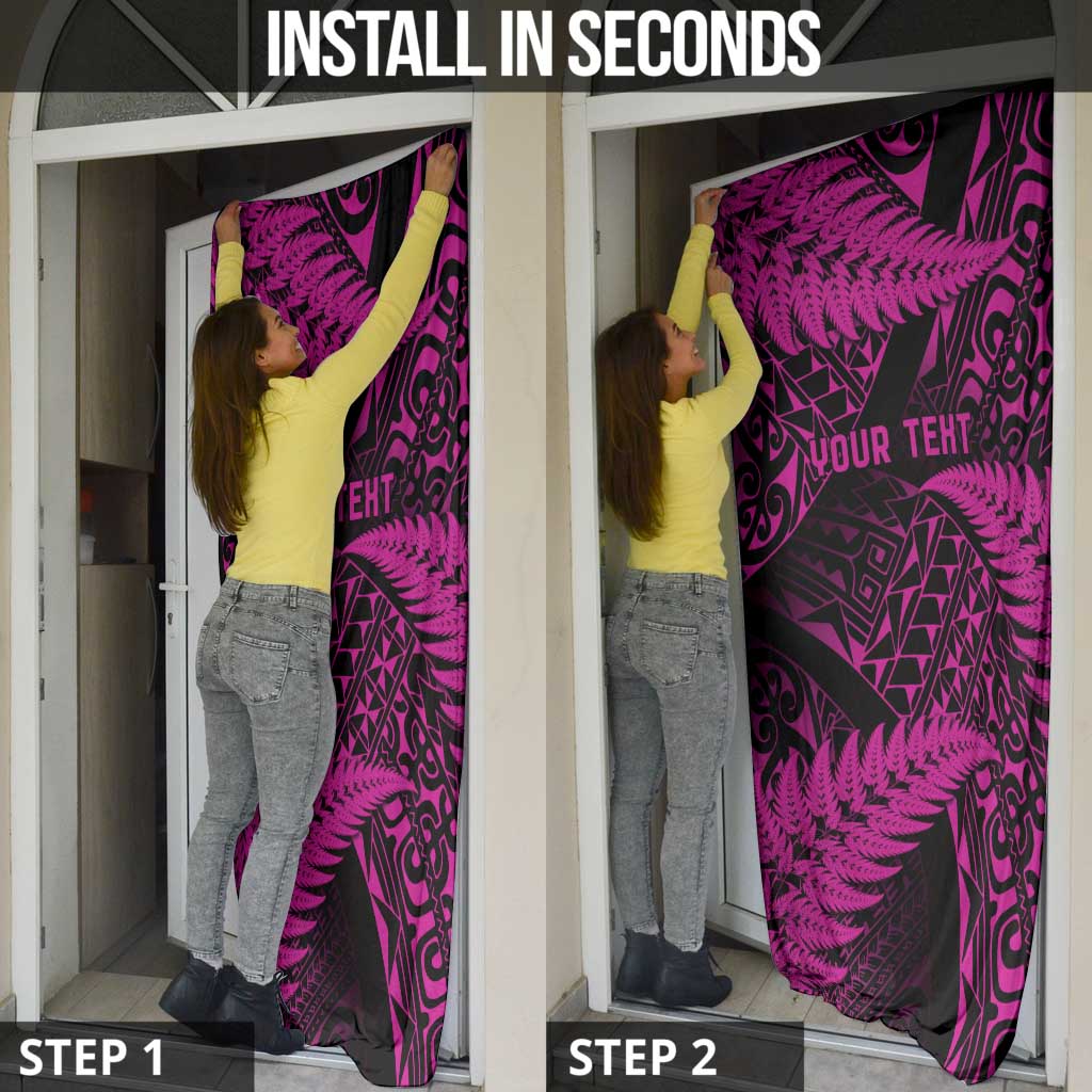 New Zealand Rugby Pacific Personalised Door Cover All Pink Maori Pasifika Fern Pattern LT9 - Polynesian Pride