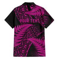 New Zealand Rugby Pacific Personalised Family Matching Tank Maxi Dress and Hawaiian Shirt All Pink Maori Pasifika Fern Pattern LT9 - Polynesian Pride
