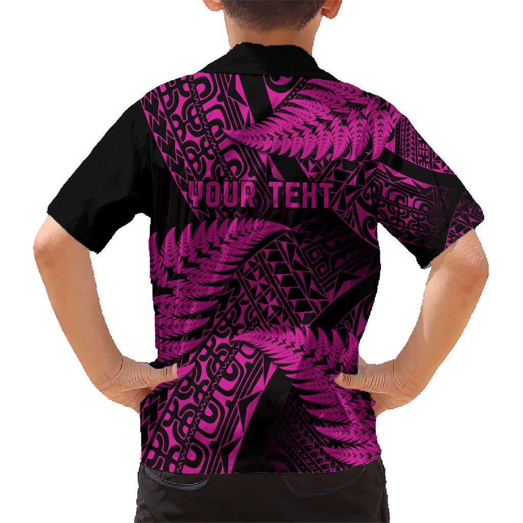 New Zealand Rugby Pacific Personalised Hawaiian Shirt All Pink Maori Pasifika Fern Pattern LT9 - Polynesian Pride