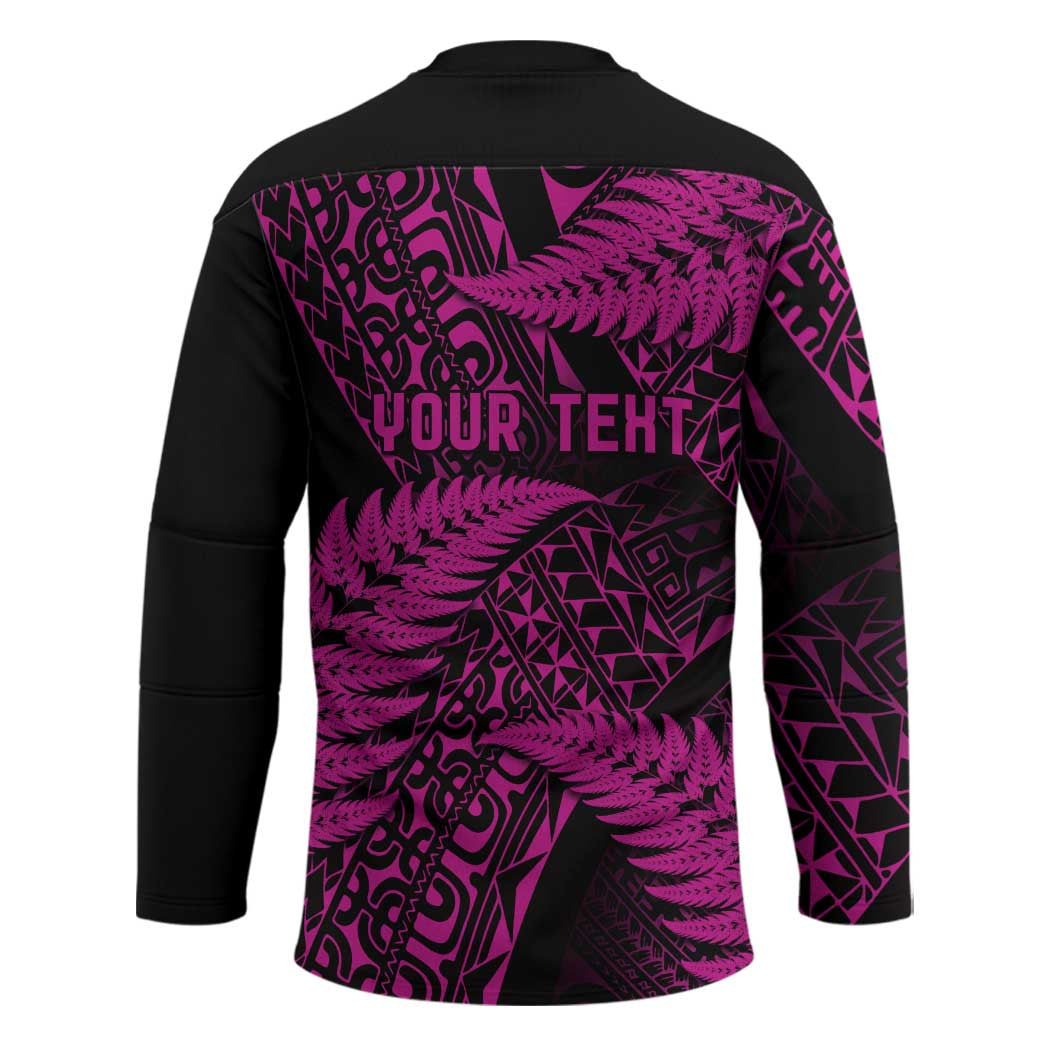 New Zealand Rugby Pacific Personalised Hockey Jersey All Pink Maori Pasifika Fern Pattern LT9 - Polynesian Pride