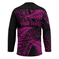 New Zealand Rugby Pacific Personalised Hockey Jersey All Pink Maori Pasifika Fern Pattern LT9 - Polynesian Pride