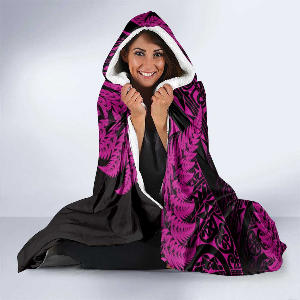 New Zealand Rugby Pacific Personalised Hooded Blanket All Pink Maori Pasifika Fern Pattern