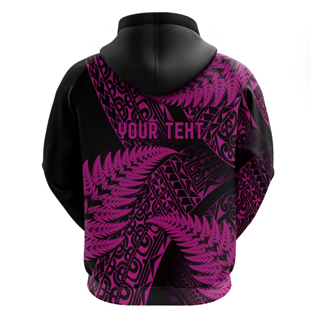 New Zealand Rugby Pacific Personalised Hoodie All Pink Maori Pasifika Fern Pattern LT9 - Polynesian Pride