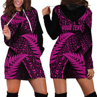 New Zealand Rugby Pacific Personalised Hoodie Dress All Pink Maori Pasifika Fern Pattern LT9 - Polynesian Pride