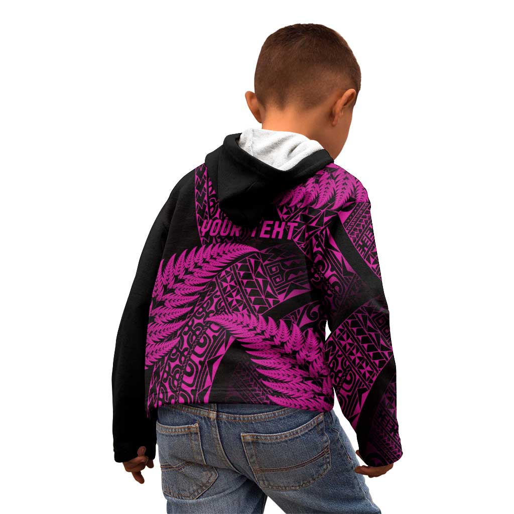 New Zealand Rugby Pacific Personalised Kid Hoodie All Pink Maori Pasifika Fern Pattern LT9 - Polynesian Pride