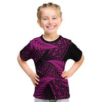 New Zealand Rugby Pacific Personalised Kid T Shirt All Pink Maori Pasifika Fern Pattern LT9 Pink - Polynesian Pride