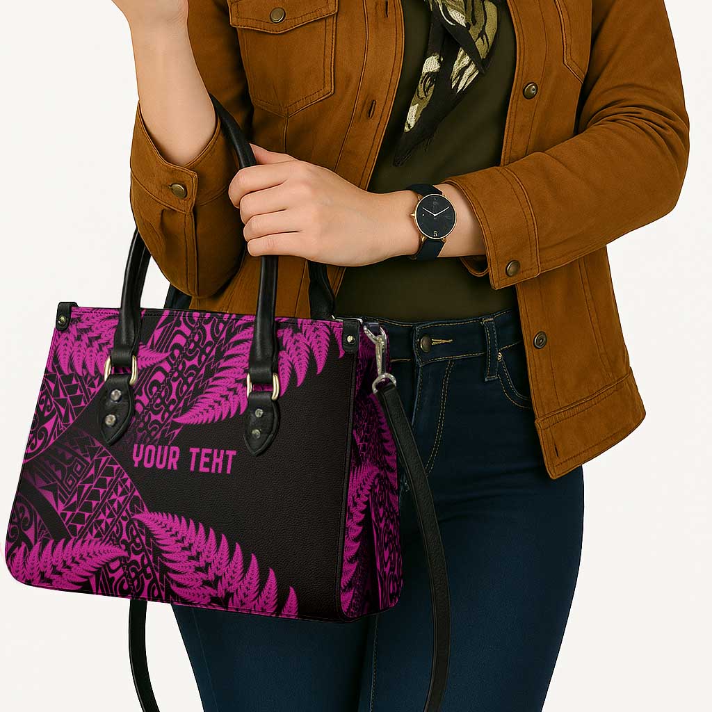 New Zealand Rugby Pacific Personalised Leather Bag All Pink Maori Pasifika Fern Pattern - Polynesian Pride
