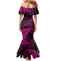 New Zealand Rugby Pacific Personalised Mermaid Dress All Pink Maori Pasifika Fern Pattern LT9 - Polynesian Pride