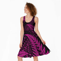 New Zealand Rugby Pacific Personalised Midi Dress All Pink Maori Pasifika Fern Pattern LT9 - Polynesian Pride