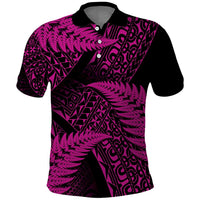 New Zealand Rugby Pacific Personalised Polo Shirt All Pink Maori Pasifika Fern Pattern LT9 Pink - Polynesian Pride