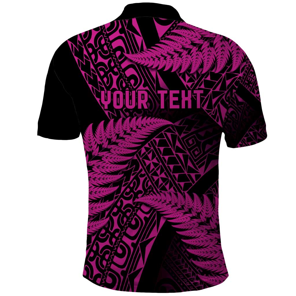 New Zealand Rugby Pacific Personalised Polo Shirt All Pink Maori Pasifika Fern Pattern LT9 - Polynesian Pride