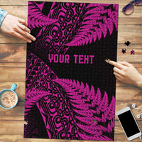 New Zealand Rugby Pacific Personalised Puzzle All Pink Maori Pasifika Fern Pattern - Polynesian Pride
