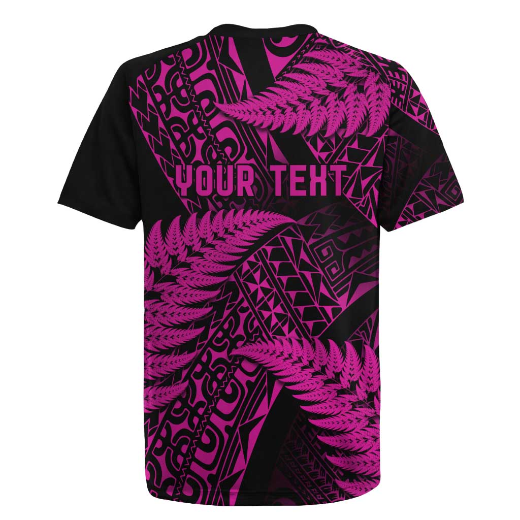 New Zealand Rugby Pacific Personalised Rugby Jersey All Pink Maori Pasifika Fern Pattern LT9 - Polynesian Pride
