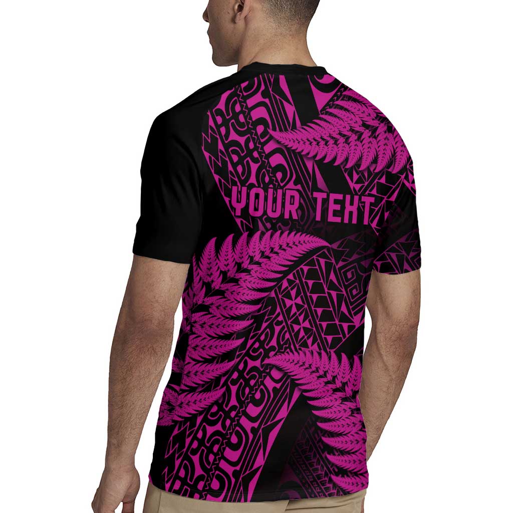 New Zealand Rugby Pacific Personalised Rugby Jersey All Pink Maori Pasifika Fern Pattern LT9 - Polynesian Pride