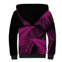 New Zealand Rugby Pacific Personalised Sherpa Hoodie All Pink Maori Pasifika Fern Pattern LT9 - Polynesian Pride
