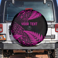 New Zealand Rugby Pacific Personalised Spare Tire Cover All Pink Maori Pasifika Fern Pattern LT9 Pink - Polynesian Pride