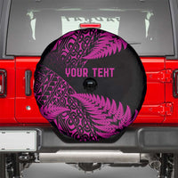 New Zealand Rugby Pacific Personalised Spare Tire Cover All Pink Maori Pasifika Fern Pattern LT9 - Polynesian Pride