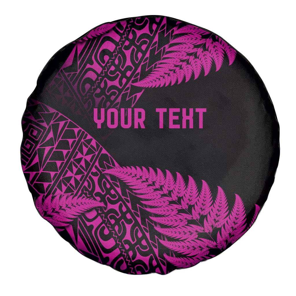 New Zealand Rugby Pacific Personalised Spare Tire Cover All Pink Maori Pasifika Fern Pattern LT9 - Polynesian Pride