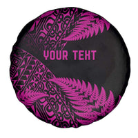 New Zealand Rugby Pacific Personalised Spare Tire Cover All Pink Maori Pasifika Fern Pattern LT9 - Polynesian Pride