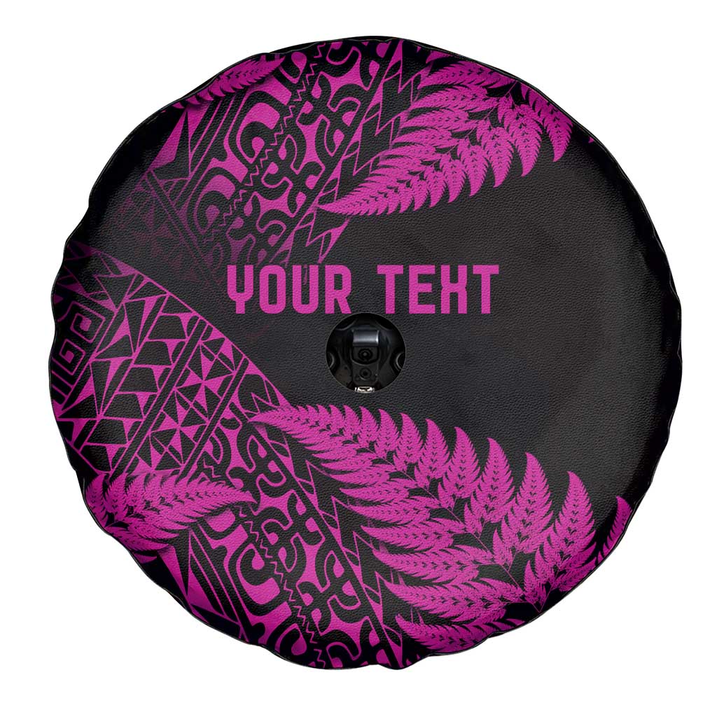 New Zealand Rugby Pacific Personalised Spare Tire Cover All Pink Maori Pasifika Fern Pattern LT9 - Polynesian Pride