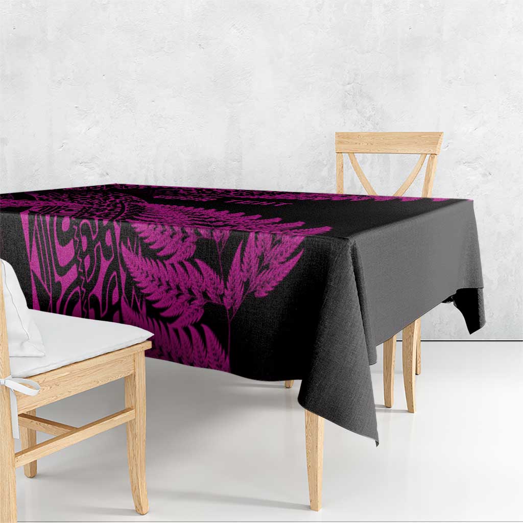 New Zealand Rugby Pacific Personalised Tablecloth All Pink Maori Pasifika Fern Pattern