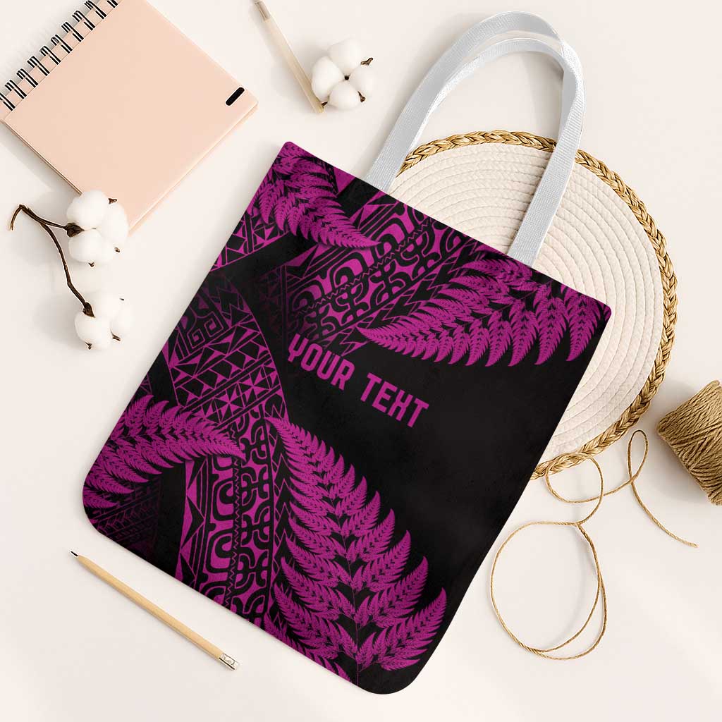 New Zealand Rugby Pacific Personalised Tote Bag All Pink Maori Pasifika Fern Pattern - Polynesian Pride