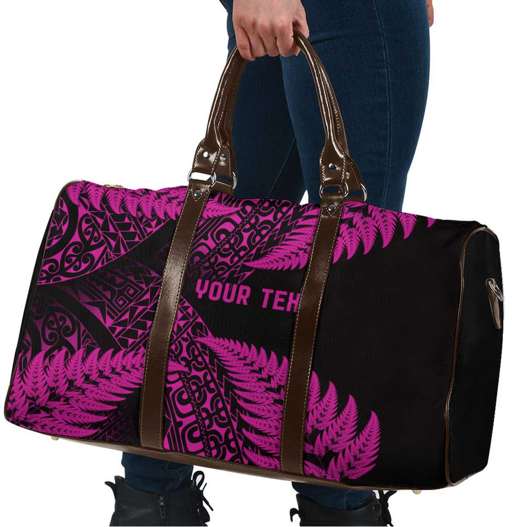 New Zealand Rugby Pacific Personalised Travel Bag All Pink Maori Pasifika Fern Pattern LT9 - Polynesian Pride