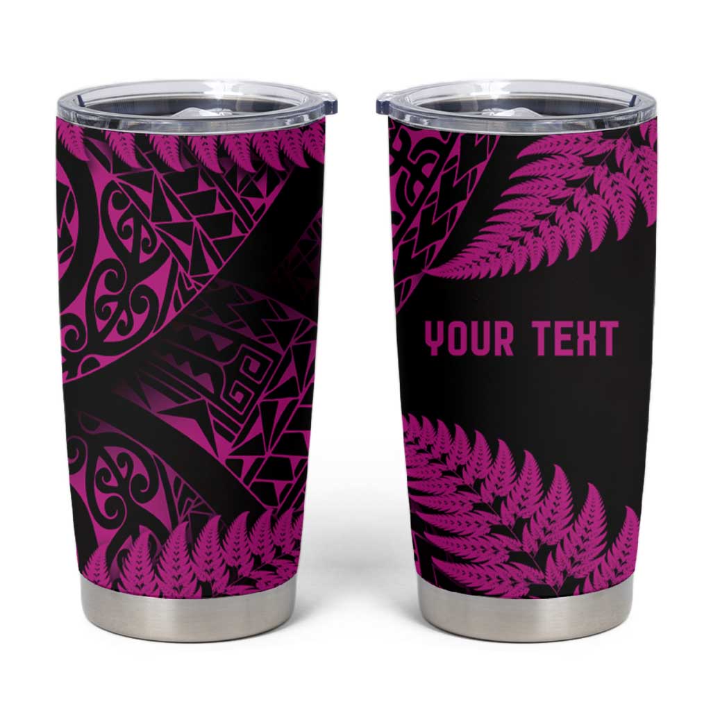 New Zealand Rugby Pacific Personalised Tumbler Cup All Pink Maori Pasifika Fern Pattern LT9 Pink - Polynesian Pride