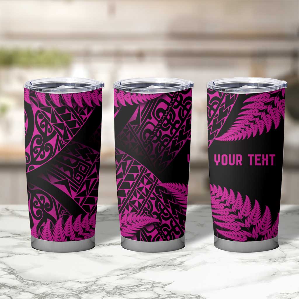 New Zealand Rugby Pacific Personalised Tumbler Cup All Pink Maori Pasifika Fern Pattern LT9 - Polynesian Pride