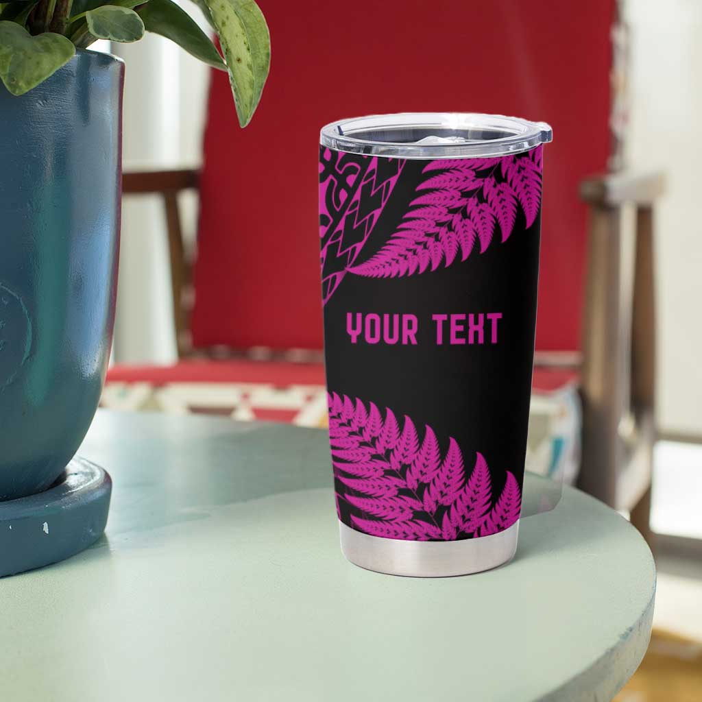 New Zealand Rugby Pacific Personalised Tumbler Cup All Pink Maori Pasifika Fern Pattern LT9 - Polynesian Pride